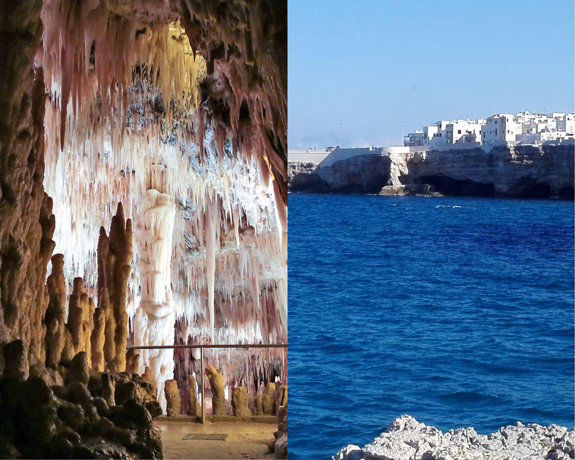 Collage Castellana Grotte e Polignano a mare